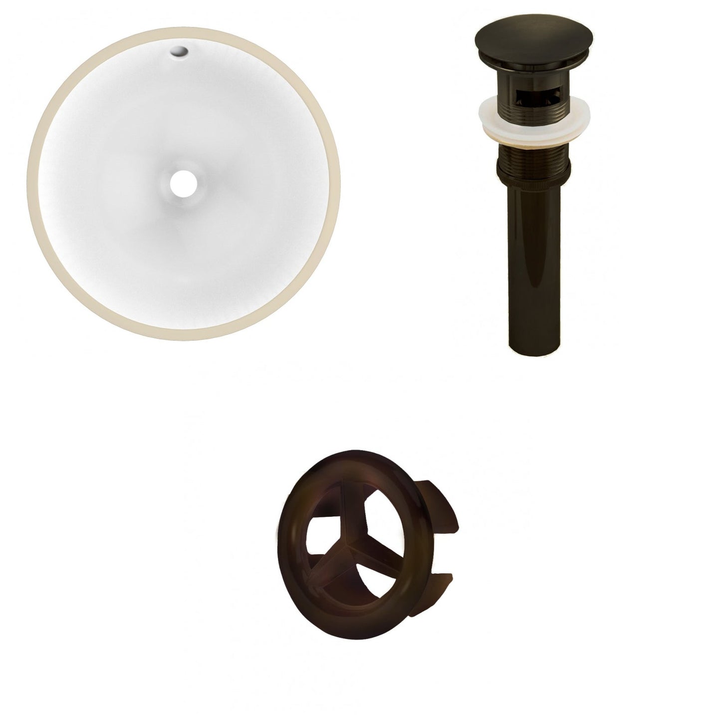 American Imaginations AI-20604 15" White Round Ceramic Undermount Bathroom Sink Set