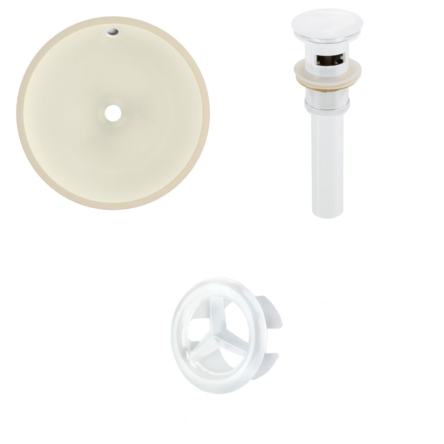 American Imaginations AI-20607 16" Biscuit Round Ceramic Undermount Bathroom Sink Set