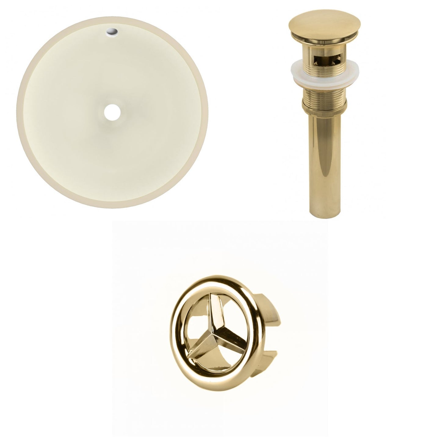 American Imaginations AI-20611 16" Biscuit Round Ceramic Undermount Bathroom Sink Set