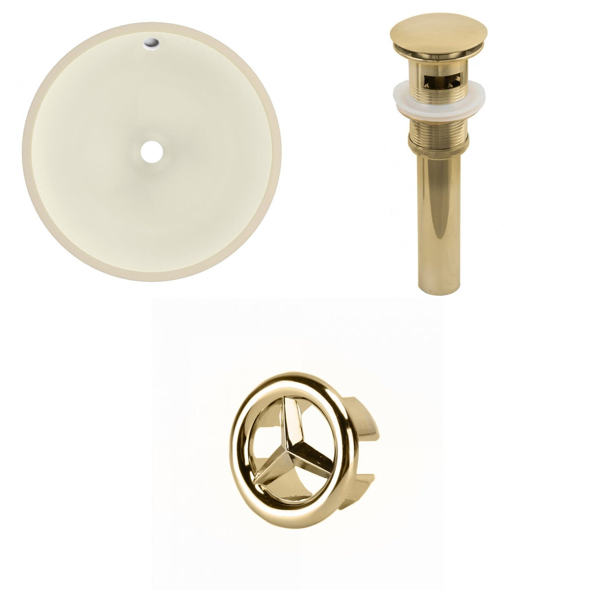 American Imaginations AI-20611 16" Biscuit Round Ceramic Undermount Bathroom Sink Set
