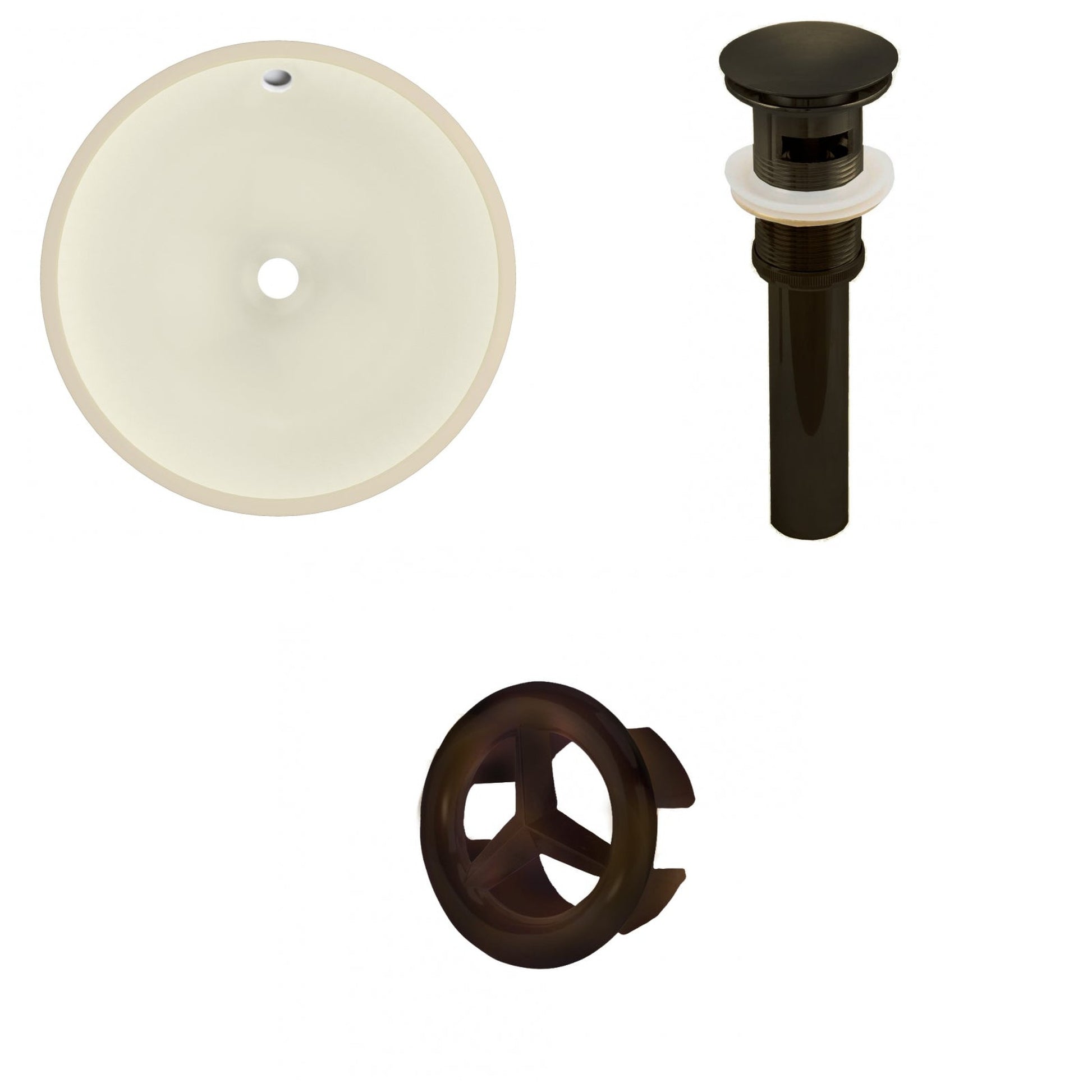 American Imaginations AI-20612 16" Biscuit Round Ceramic Undermount Bathroom Sink Set
