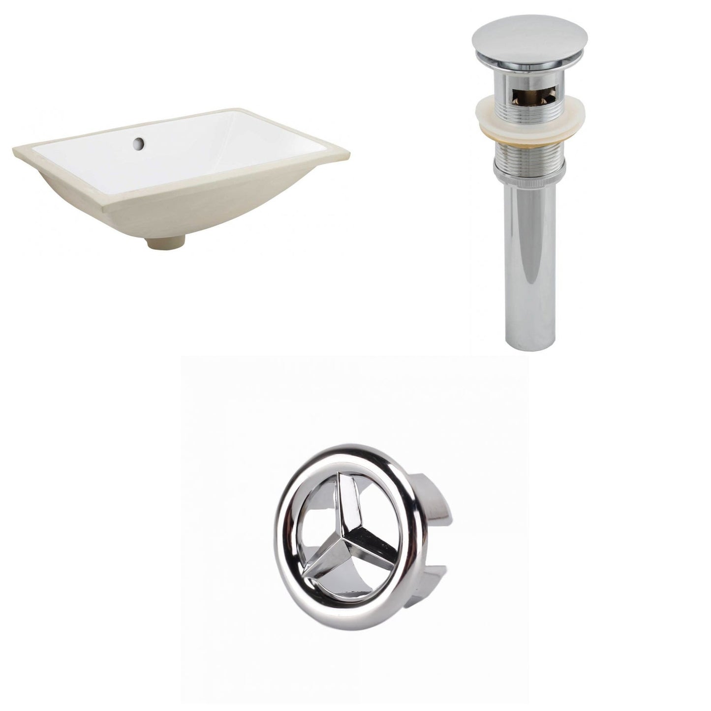 American Imaginations AI-20613 18" White Rectangular Ceramic Undermount Bathroom Sink Set