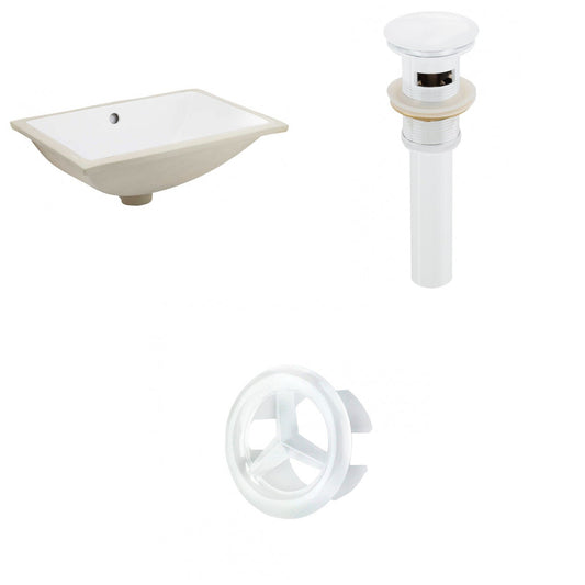 American Imaginations AI-20615 18" White Rectangular Ceramic Undermount Bathroom Sink Set