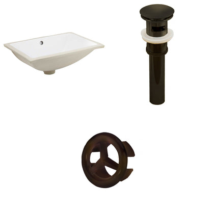 American Imaginations AI-20620 18" White Rectangular Ceramic Undermount Bathroom Sink Set