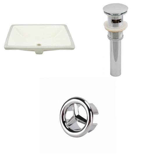 American Imaginations AI-20621 18" Biscuit Rectangular Ceramic Undermount Bathroom Sink Set