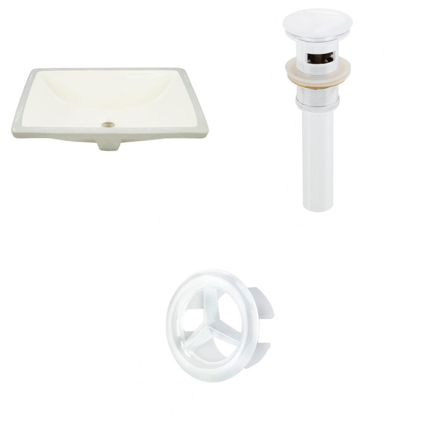 American Imaginations AI-20623 18" Biscuit Rectangular Ceramic Undermount Bathroom Sink Set