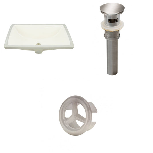 American Imaginations AI-20624 18" Biscuit Rectangular Ceramic Undermount Bathroom Sink Set
