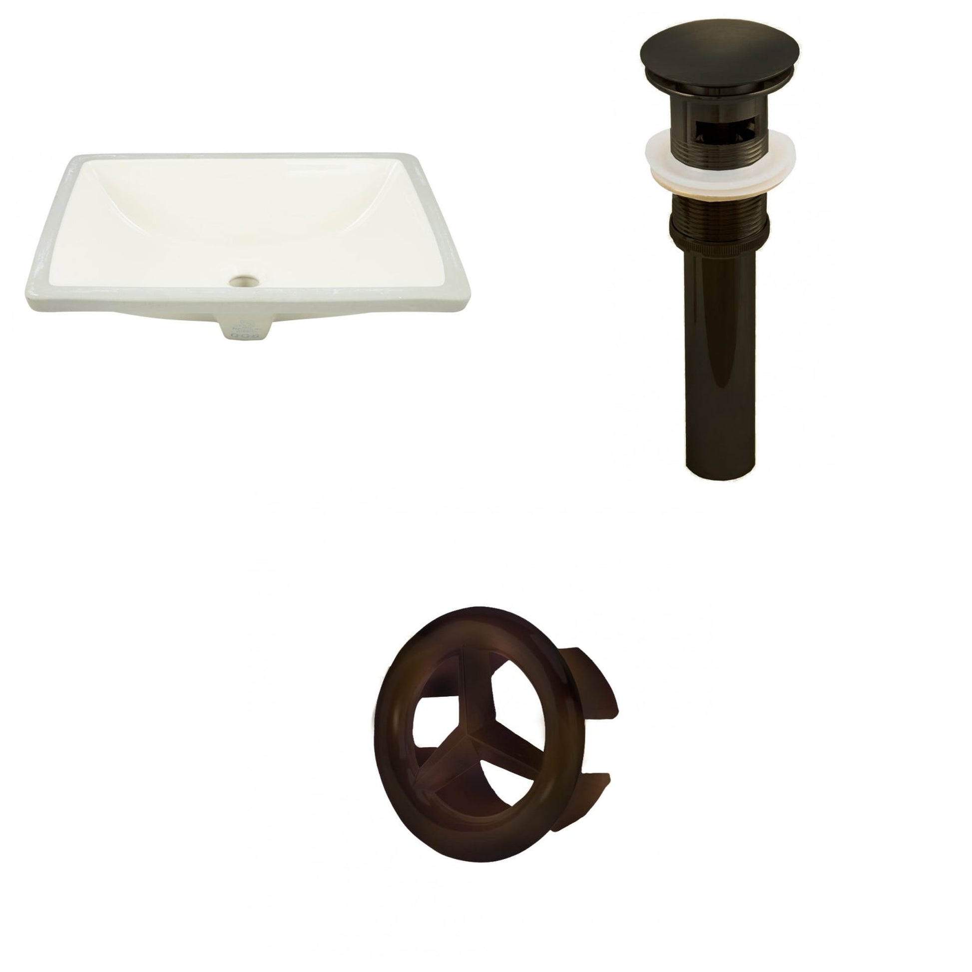 American Imaginations AI-20628 18" Biscuit Rectangular Ceramic Undermount Bathroom Sink Set