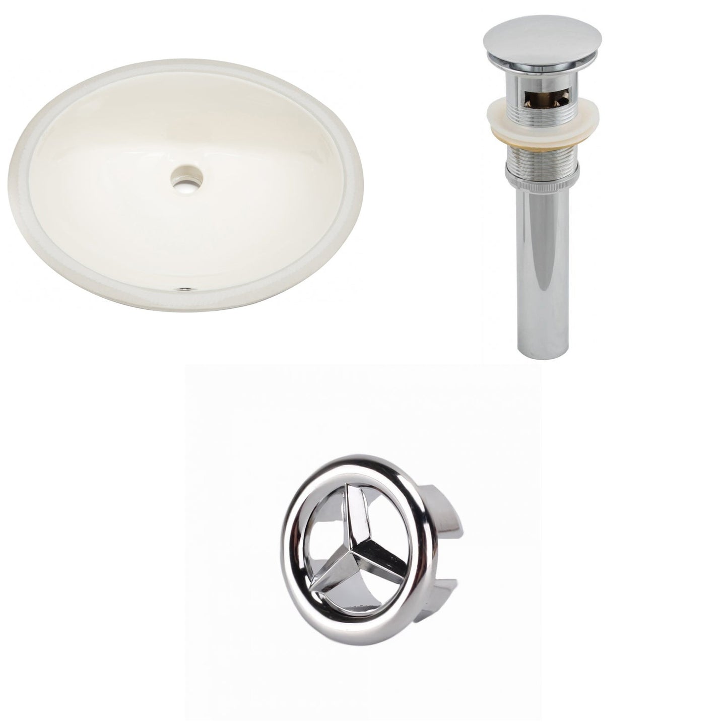 American Imaginations AI-20629 20" Biscuit Oval Ceramic Undermount Bathroom Sink Set
