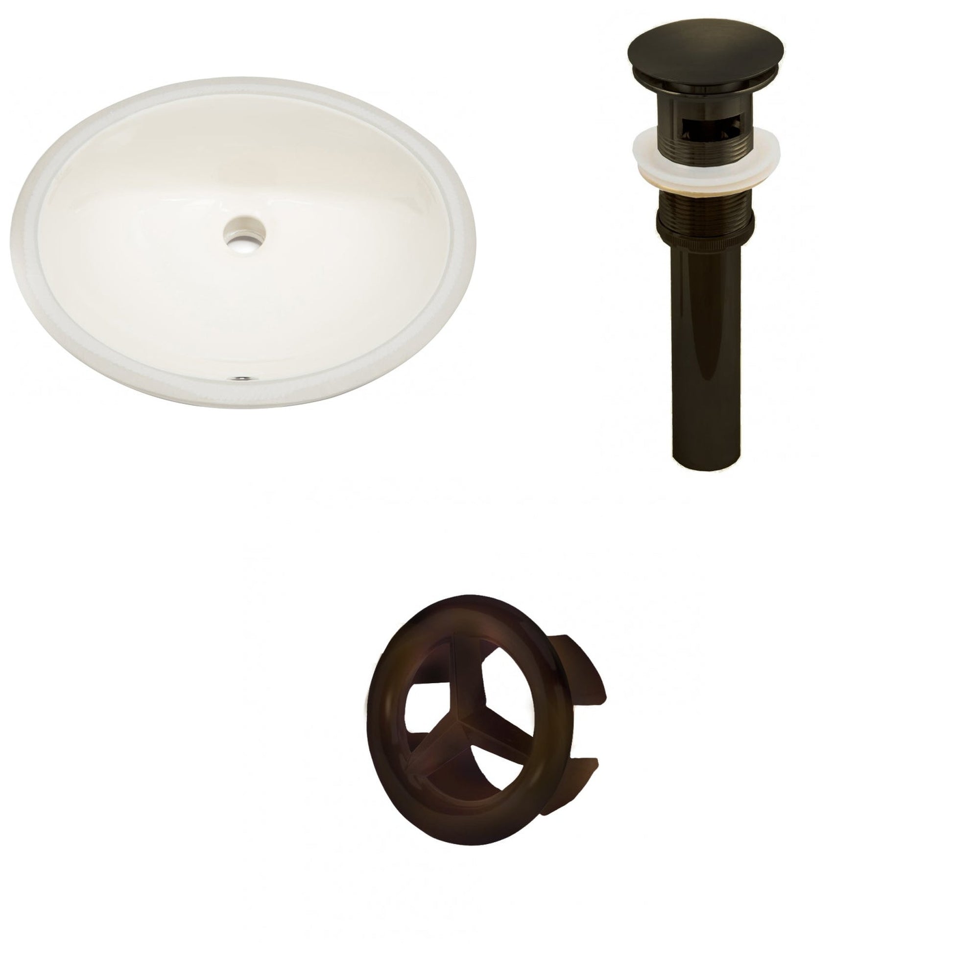 American Imaginations AI-20636 20" Biscuit Oval Ceramic Undermount Bathroom Sink Set