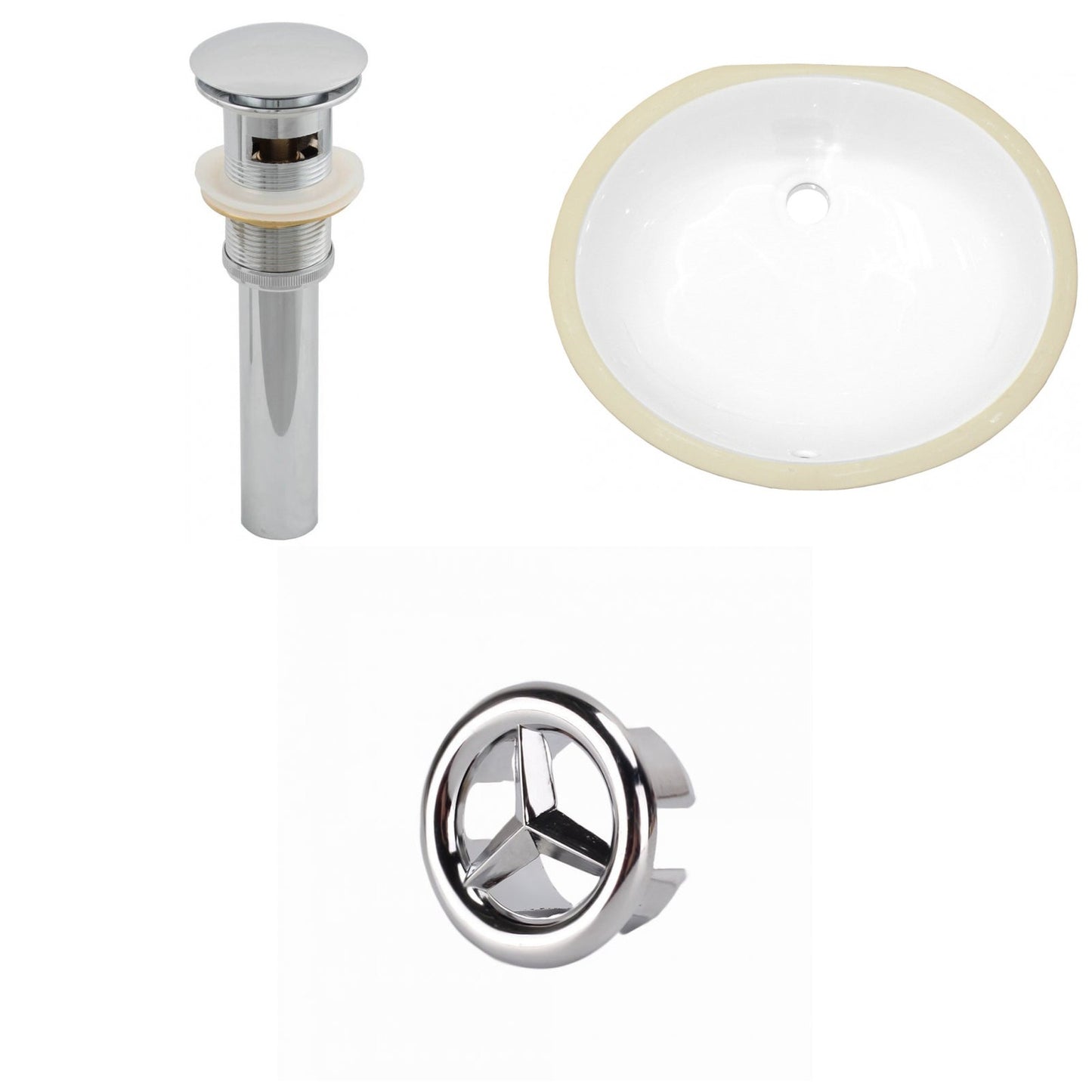 American Imaginations AI-20661 18" White Oval Ceramic Undermount Bathroom Sink Set