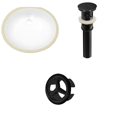 American Imaginations AI-20662 18" White Oval Ceramic Undermount Bathroom Sink Set