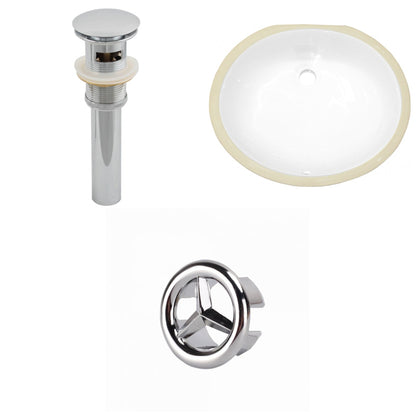 American Imaginations AI-20669 17" White Oval Ceramic Undermount Bathroom Sink Set