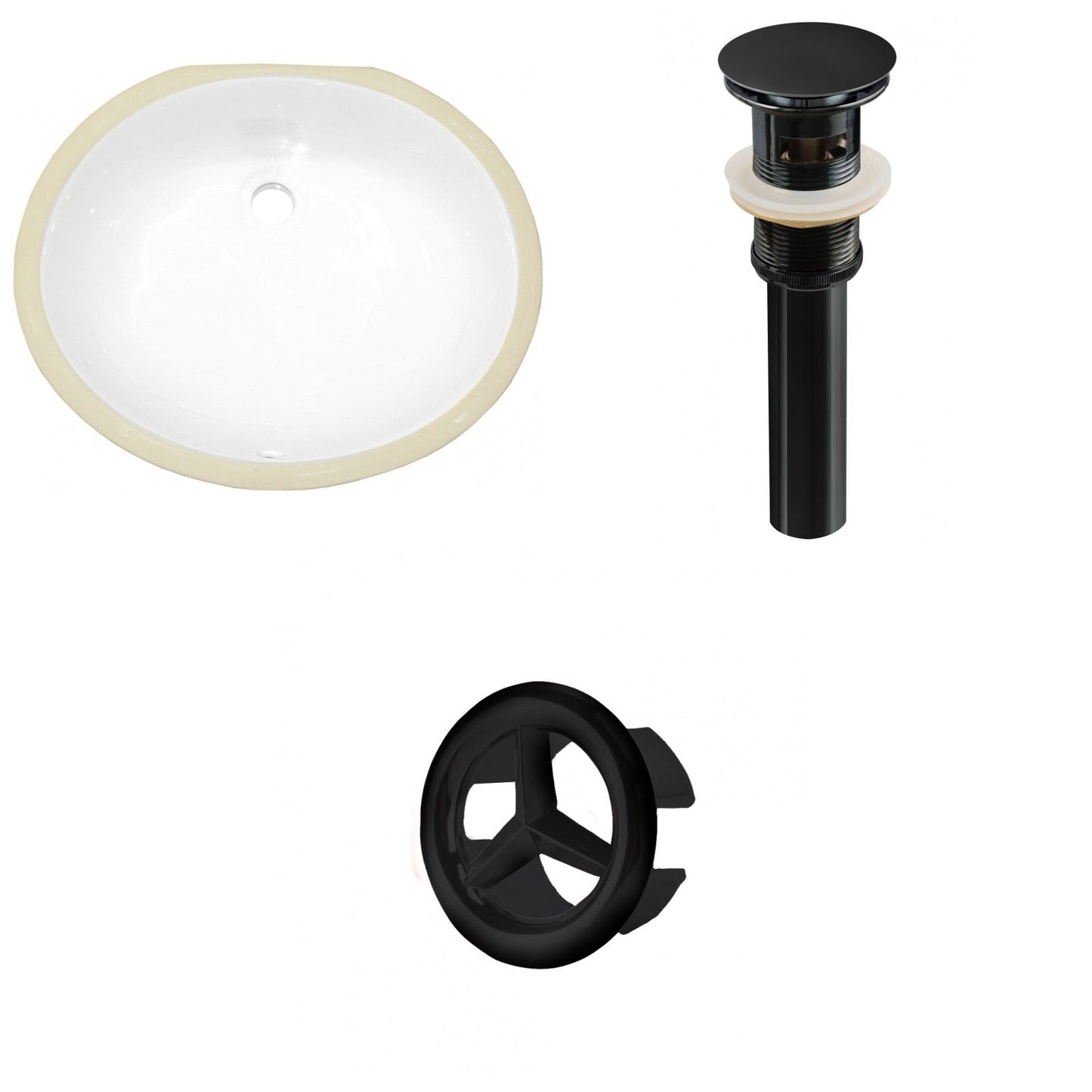 American Imaginations AI-20670 17" White Oval Ceramic Undermount Bathroom Sink Set
