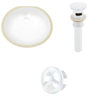 American Imaginations AI-20671 17" White Oval Ceramic Undermount Bathroom Sink Set