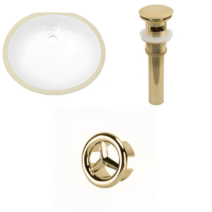 American Imaginations AI-20675 17" White Oval Ceramic Undermount Bathroom Sink Set