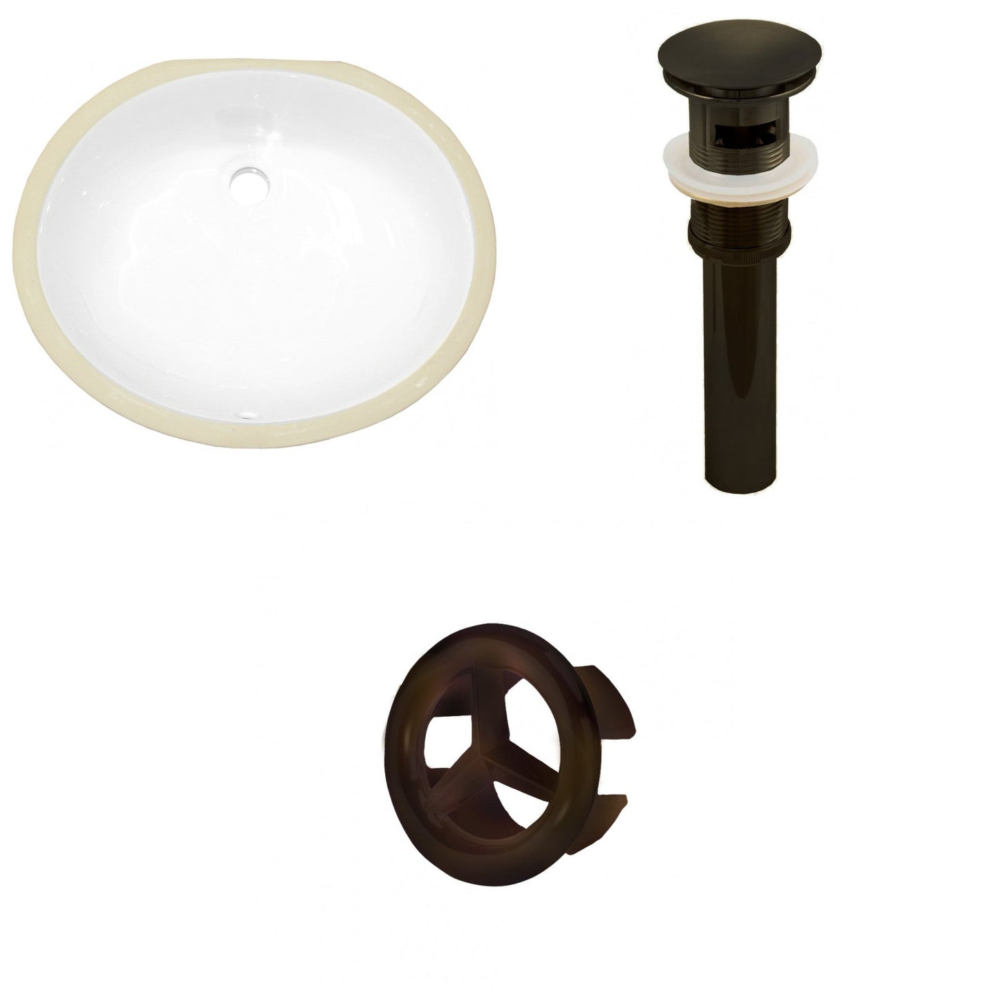 American Imaginations AI-20676 17" White Oval Ceramic Undermount Bathroom Sink Set