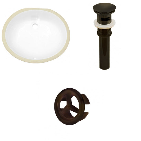 American Imaginations AI-20676 17" White Oval Ceramic Undermount Bathroom Sink Set