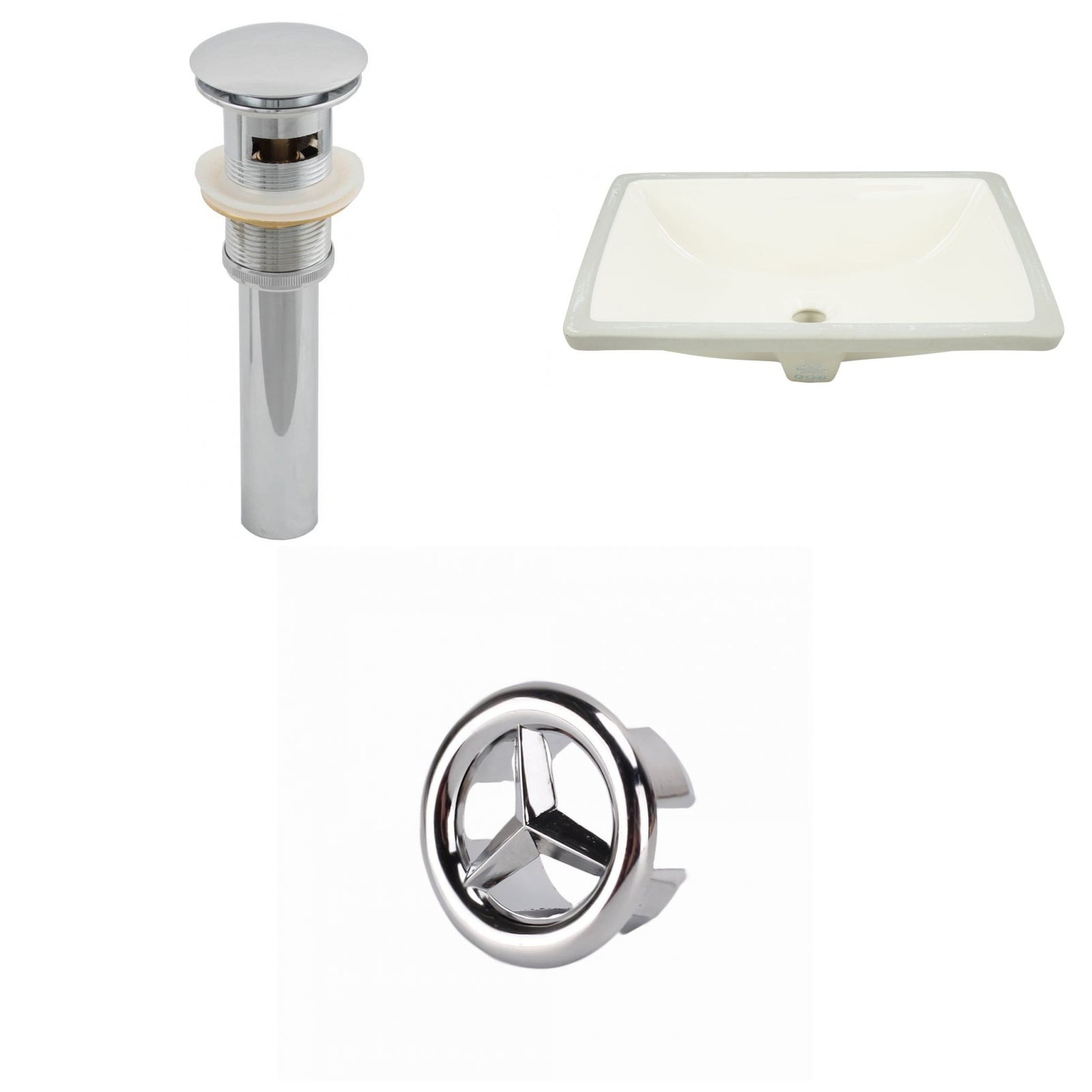 American Imaginations AI-20677 21" Biscuit Rectangular Ceramic Undermount Bathroom Sink Set