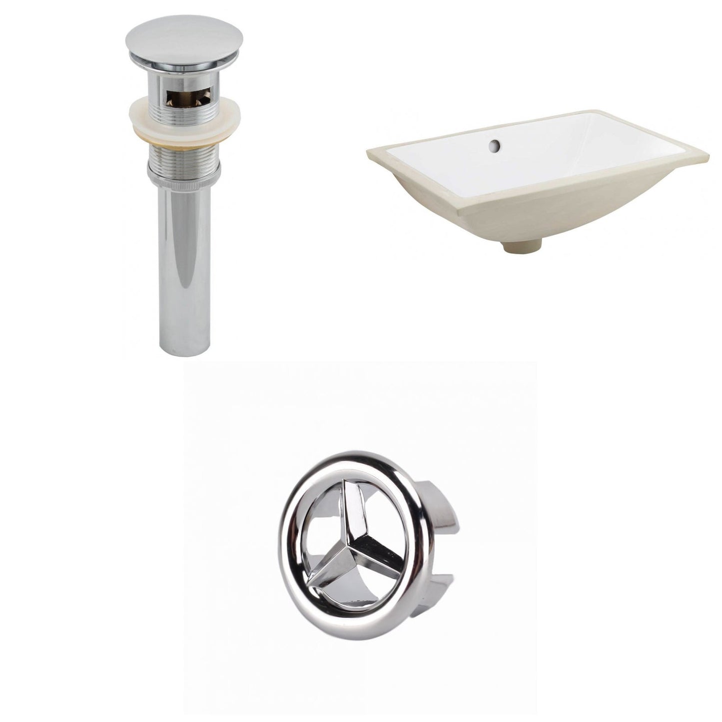 American Imaginations AI-20685 21" White Rectangular Ceramic Undermount Bathroom Sink Set