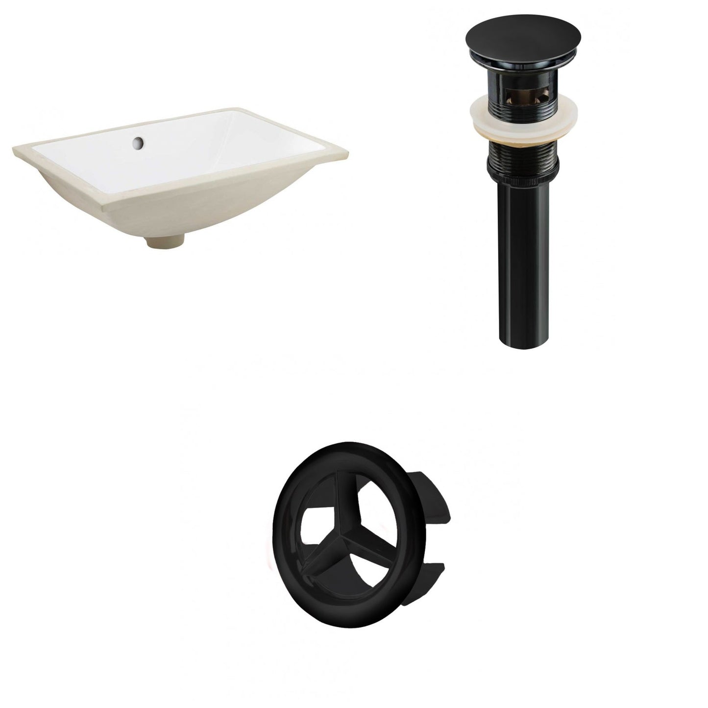 American Imaginations AI-20686 21" White Rectangular Ceramic Undermount Bathroom Sink Set