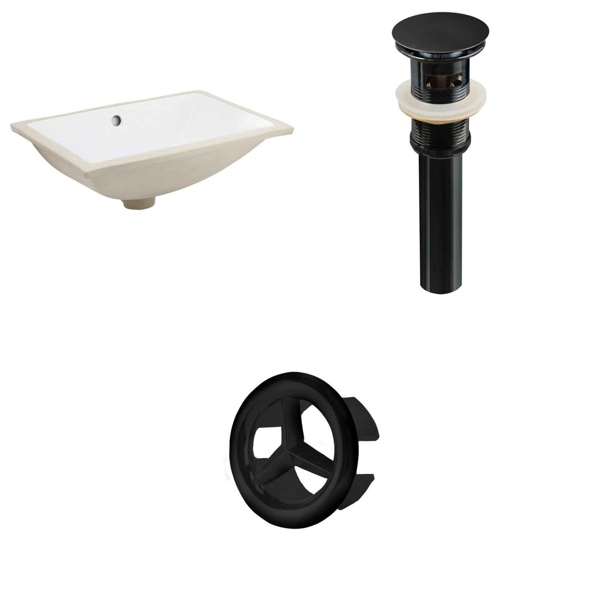 American Imaginations AI-20686 21" White Rectangular Ceramic Undermount Bathroom Sink Set