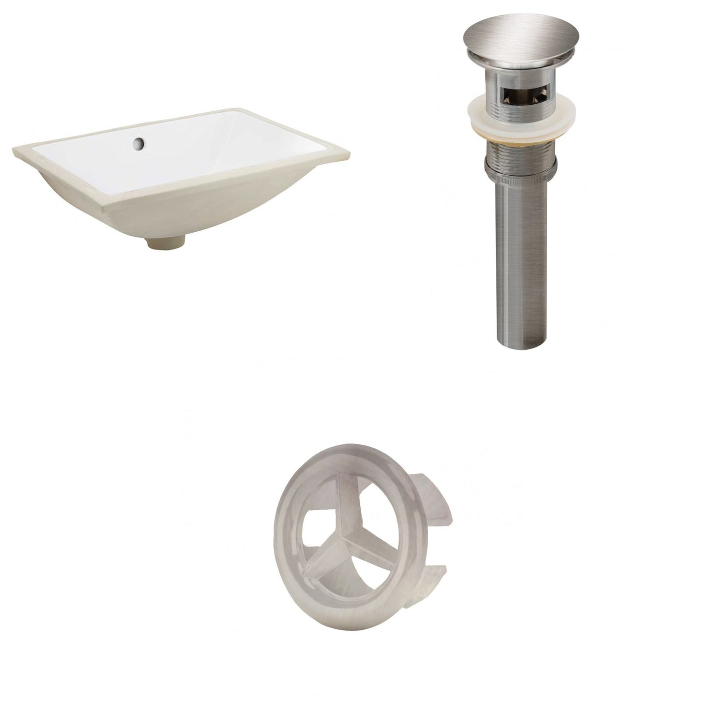 American Imaginations AI-20688 21" White Rectangular Ceramic Undermount Bathroom Sink Set