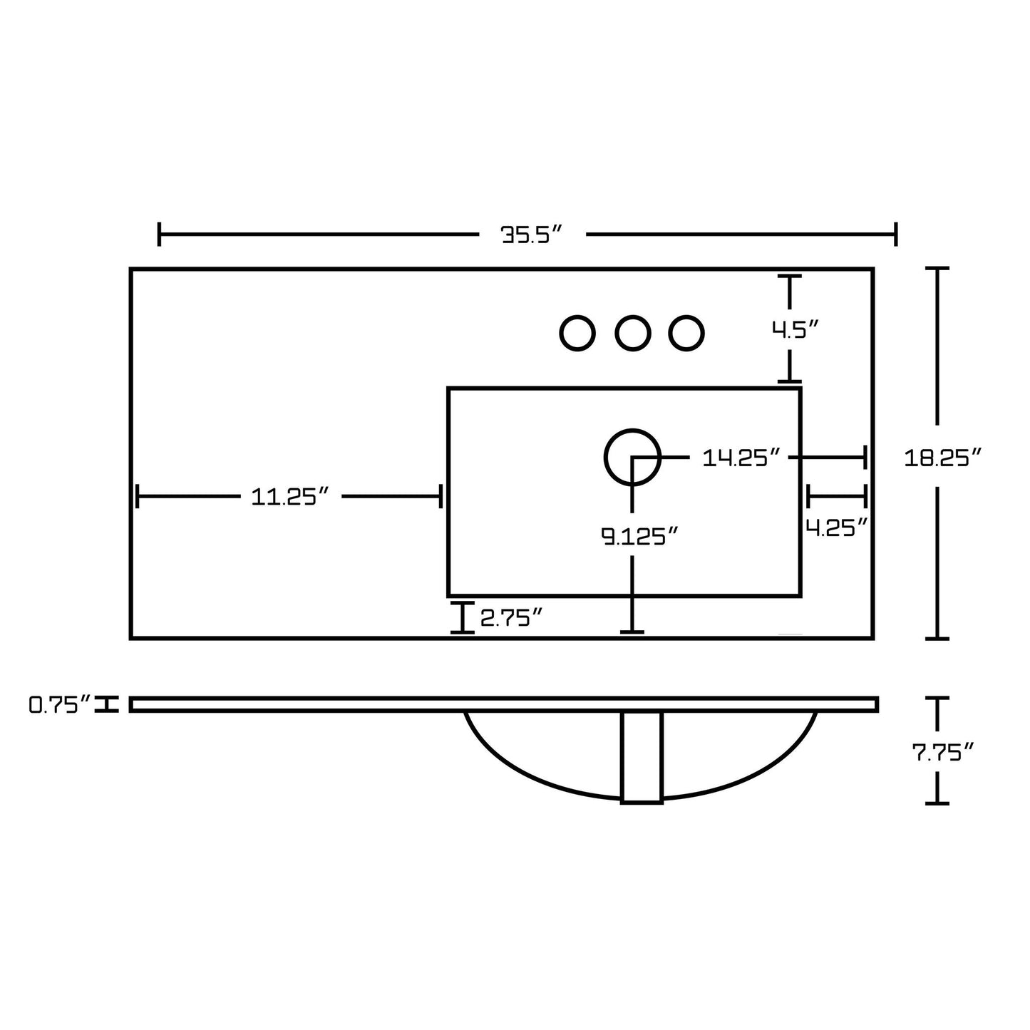 American Imaginations AI-21168 36" White Rectangular Drop In Transitional Ceramic Top Set
