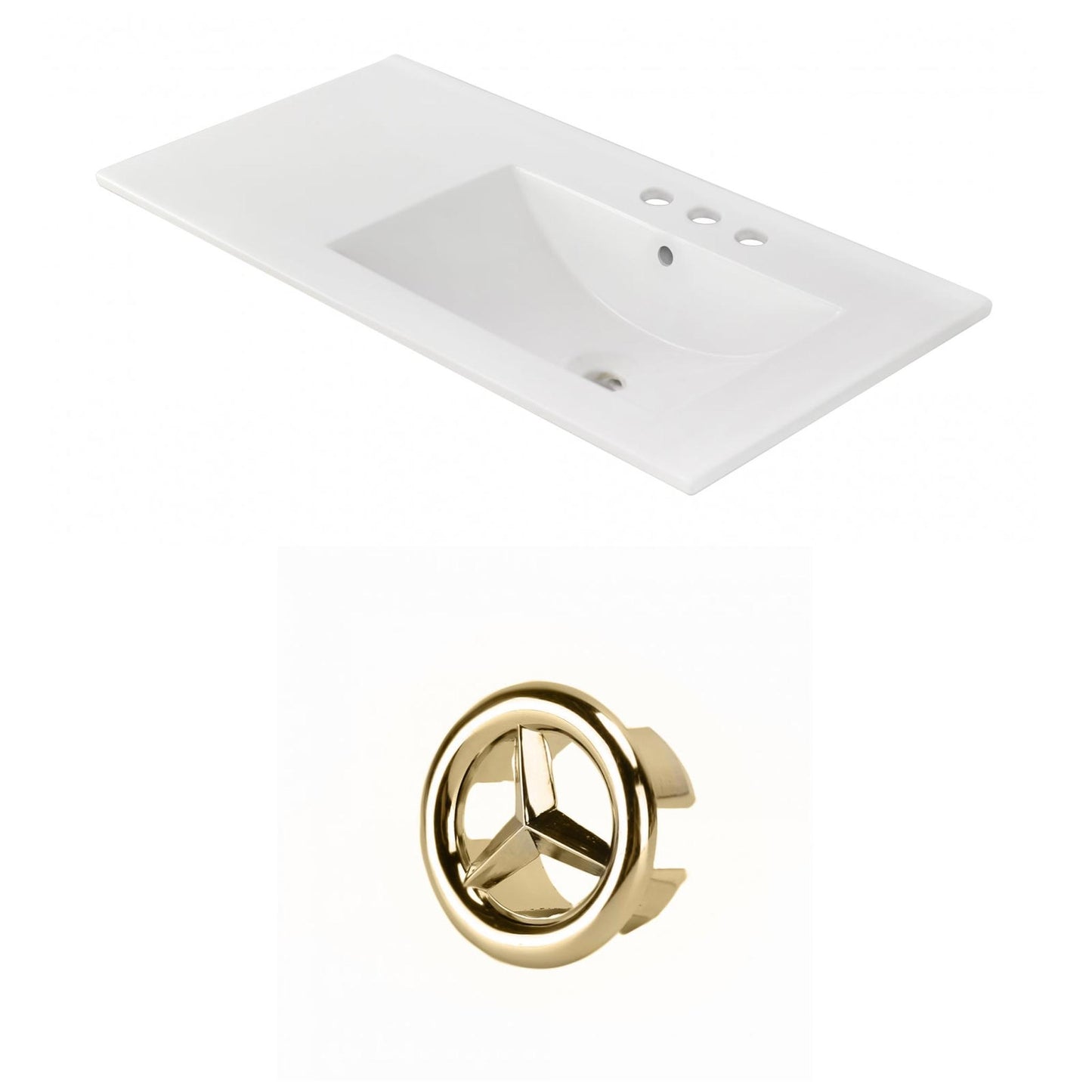 American Imaginations AI-21168 36" White Rectangular Drop In Transitional Ceramic Top Set