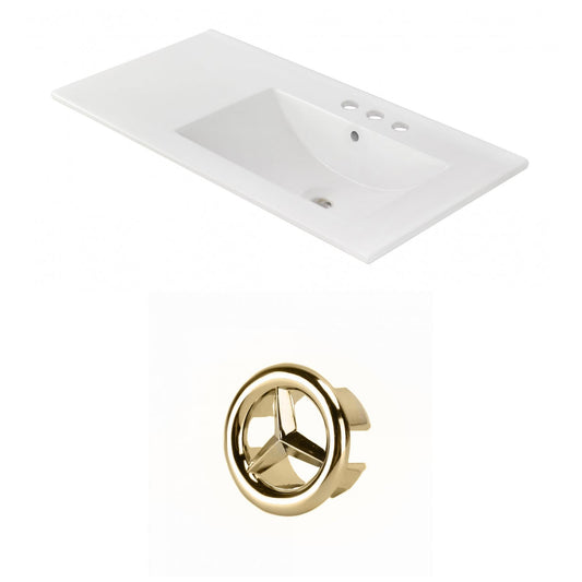 American Imaginations AI-21168 36" White Rectangular Drop In Transitional Ceramic Top Set