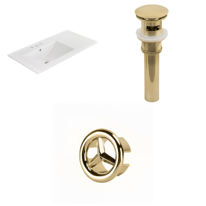 American Imaginations AI-21883 36" White Rectangular Drop In Transitional Ceramic Top Set