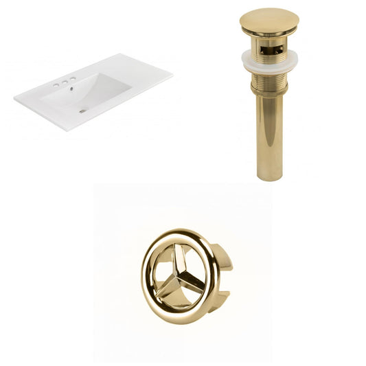 American Imaginations AI-21883 36" White Rectangular Drop In Transitional Ceramic Top Set