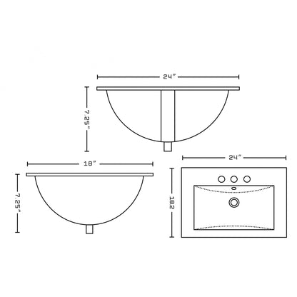 American Imaginations AI-22056 24" White Rectangular Drop In Transitional Ceramic Top Set