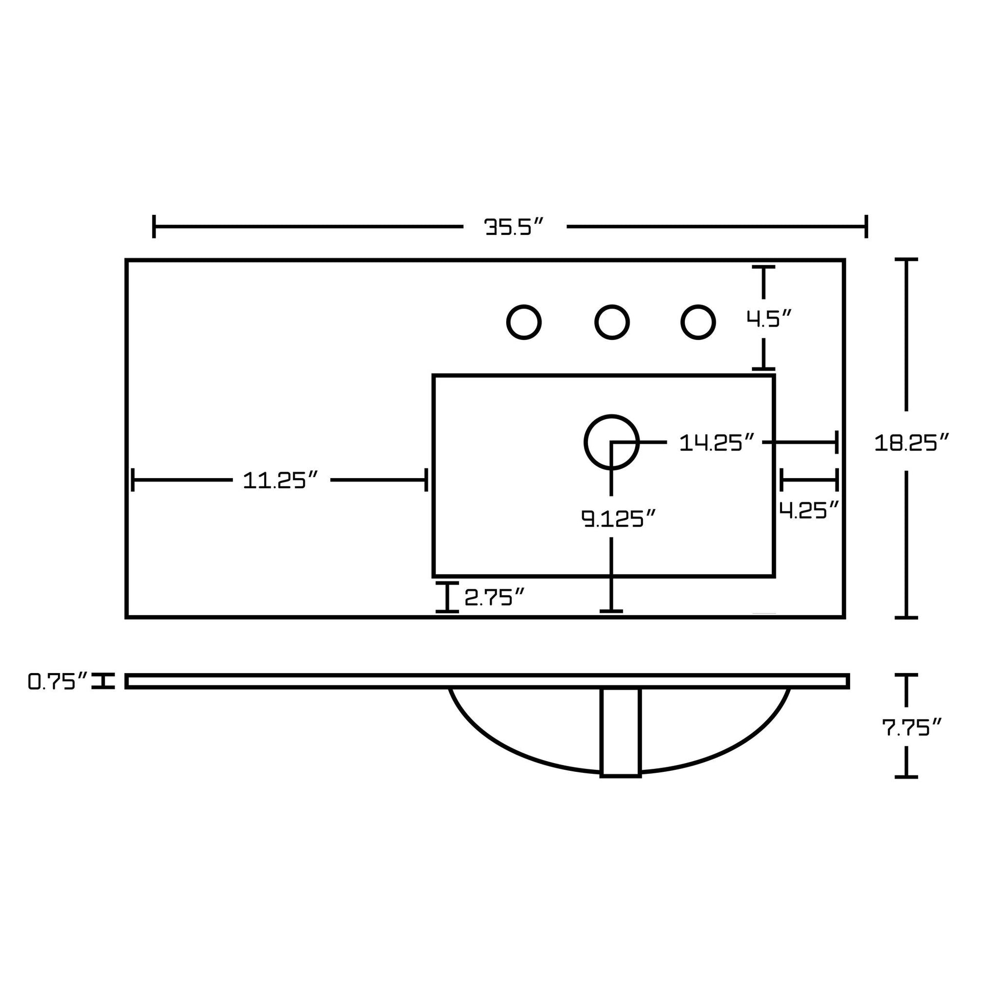 American Imaginations AI-22256 36" White Rectangular Drop In Transitional Ceramic Top Set