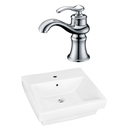 American Imaginations AI-22408 21" White Rectangular Ceramic Above Counter Bathroom Vessel Sink Set