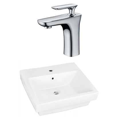 American Imaginations AI-22410 21" White Rectangular Ceramic Above Counter Bathroom Vessel Sink Set
