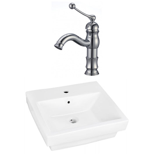 American Imaginations AI-22413 21" White Rectangular Ceramic Above Counter Bathroom Vessel Sink Set