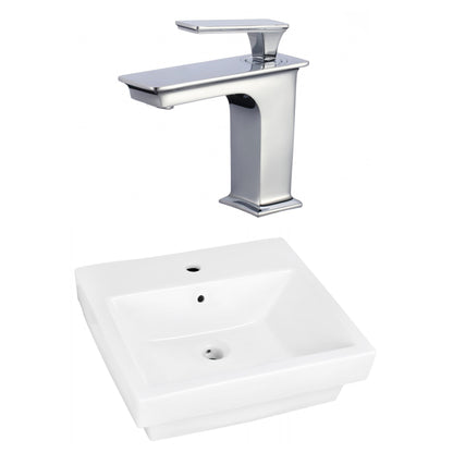 American Imaginations AI-22415 21" White Rectangular Ceramic Above Counter Bathroom Vessel Sink Set
