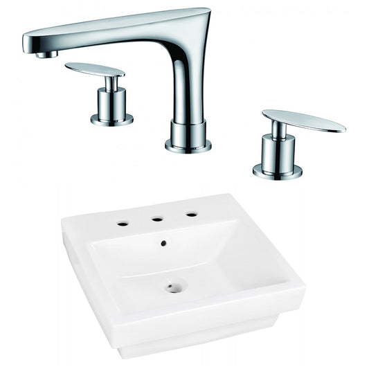 American Imaginations AI-22418 21" White Rectangular Ceramic Above Counter Bathroom Vessel Sink Set