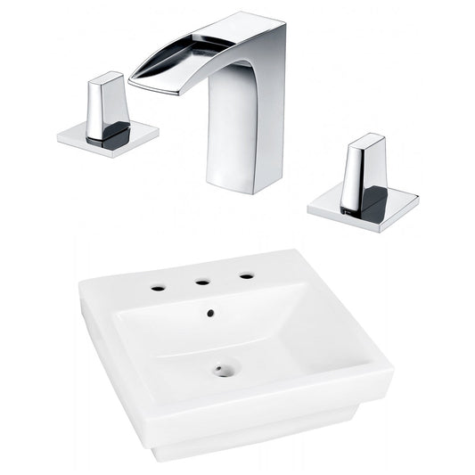 American Imaginations AI-22419 21" White Rectangular Ceramic Above Counter Bathroom Vessel Sink Set