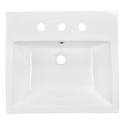 American Imaginations AI-22439 21" White Rectangular Ceramic Semi-Recessed Bathroom Vessel Sink Set