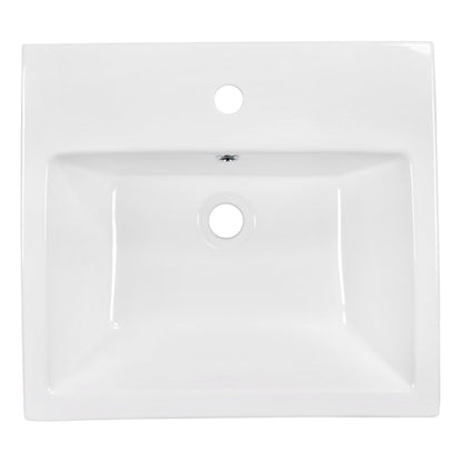 American Imaginations AI-22441 19" White Rectangular Ceramic Above Counter Bathroom Vessel Sink Set