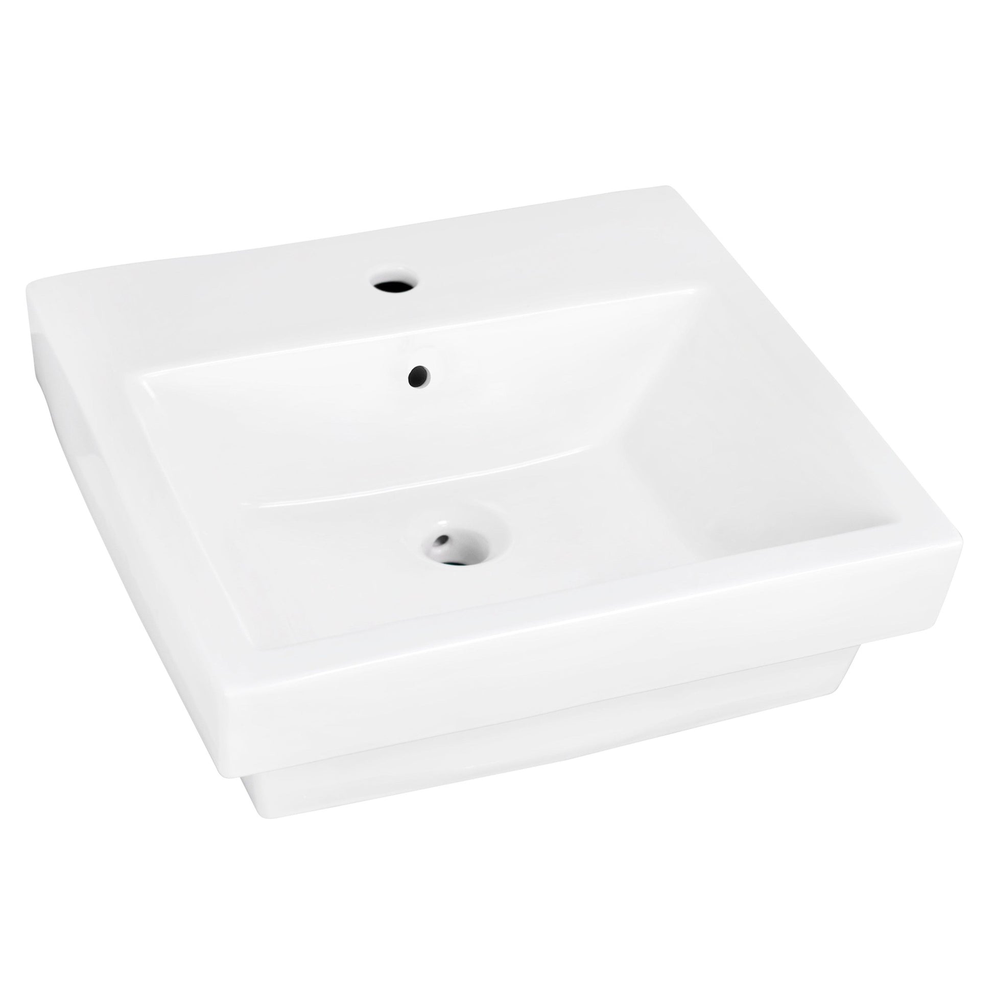 American Imaginations AI-22443 19" White Rectangular Ceramic Above Counter Bathroom Vessel Sink Set