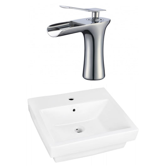 American Imaginations AI-22448 19" White Rectangular Ceramic Above Counter Bathroom Vessel Sink Set