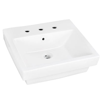 American Imaginations AI-22455 19" White Rectangular Ceramic Above Counter Bathroom Vessel Sink Set