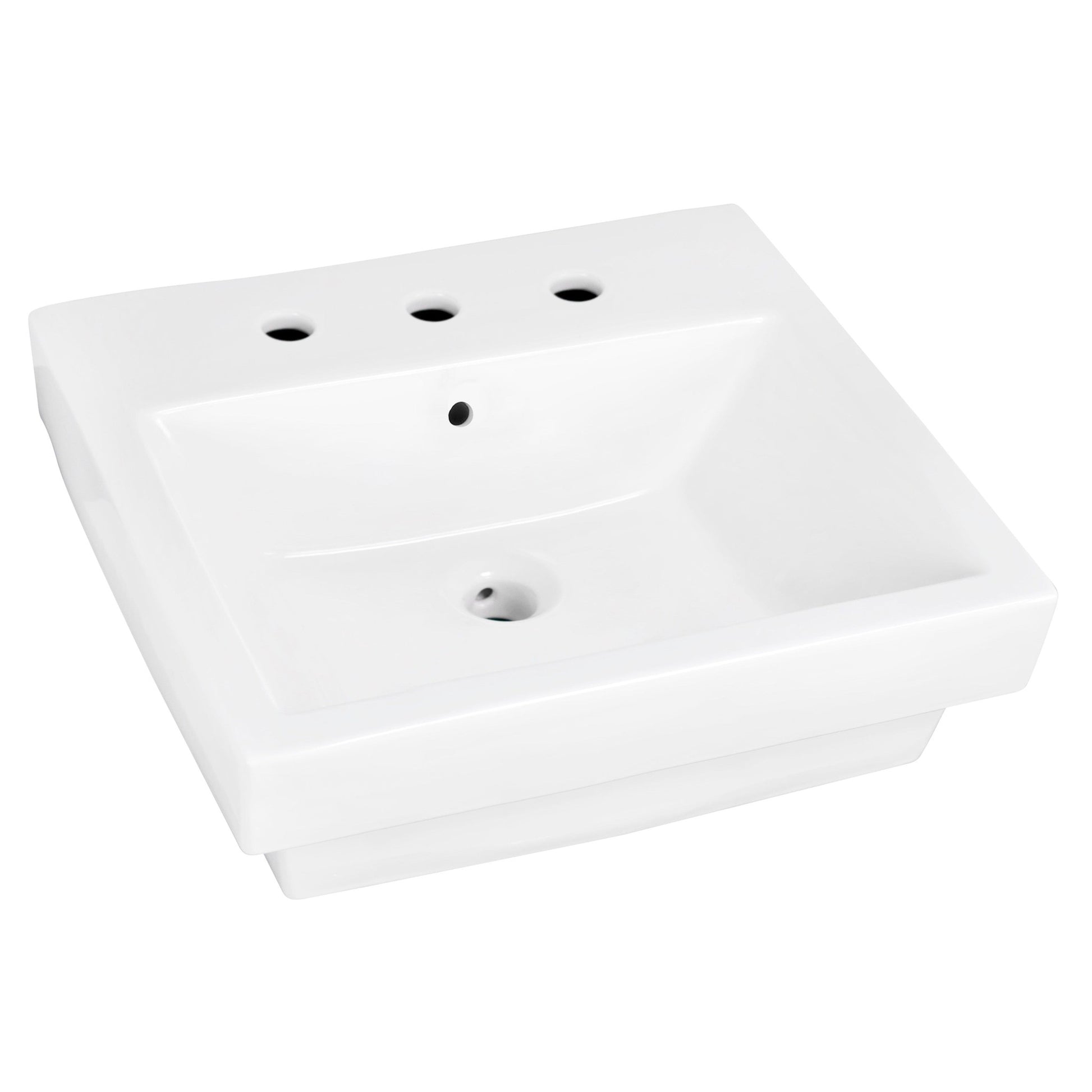 American Imaginations AI-22456 19" White Rectangular Ceramic Above Counter Bathroom Vessel Sink Set