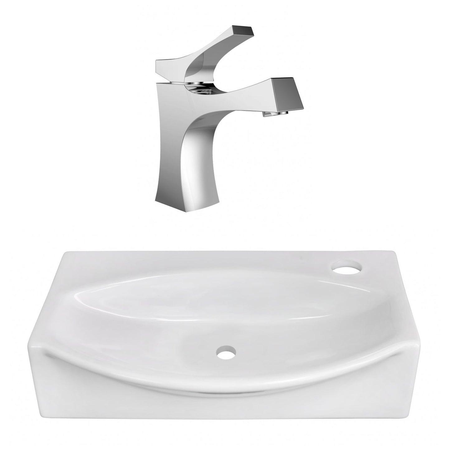 American Imaginations AI-22458 17" White Unique Ceramic Above Counter Bathroom Vessel Sink Set