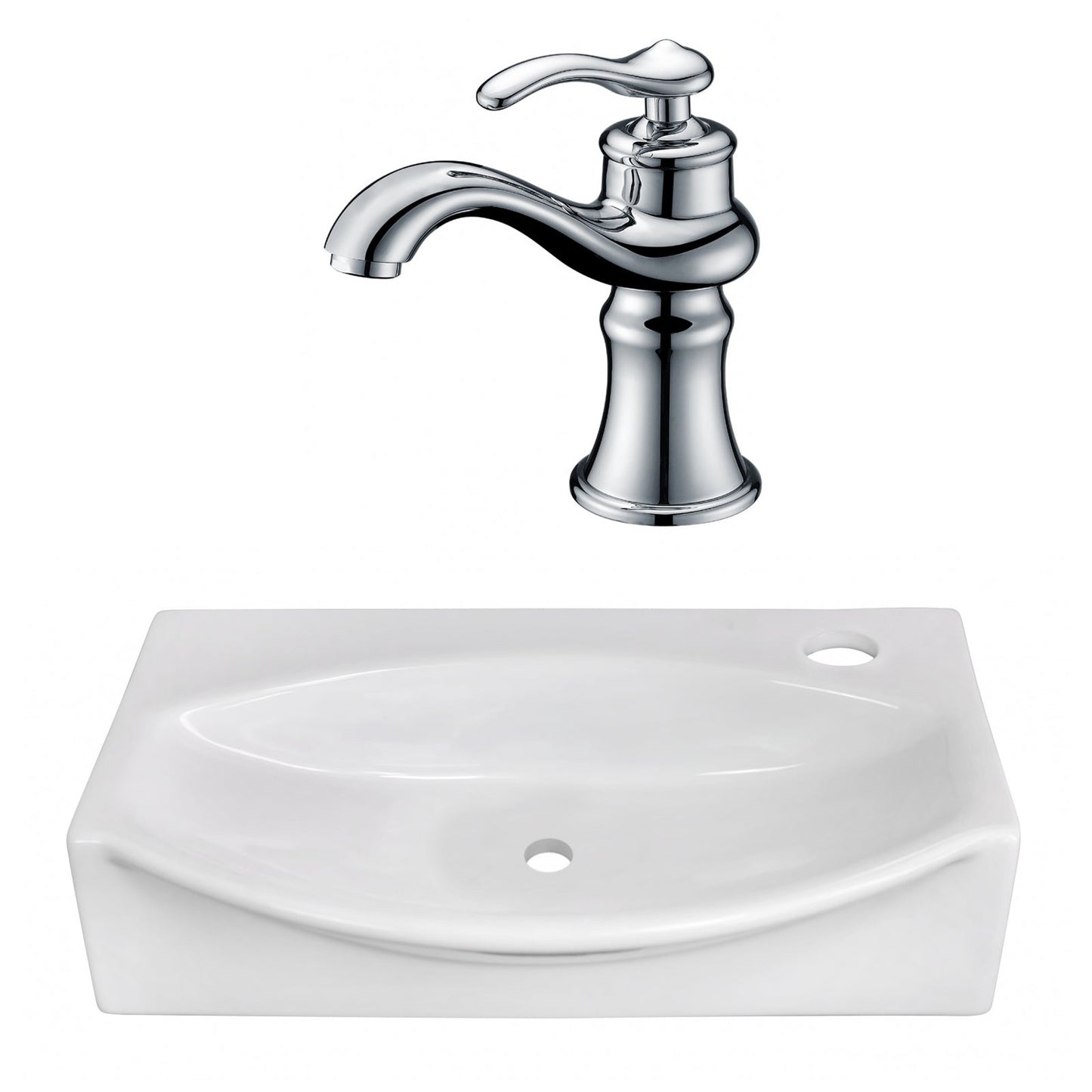 American Imaginations AI-22459 17" White Unique Ceramic Above Counter Bathroom Vessel Sink Set