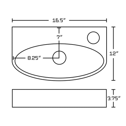 American Imaginations AI-22460 17" White Unique Ceramic Above Counter Bathroom Vessel Sink Set
