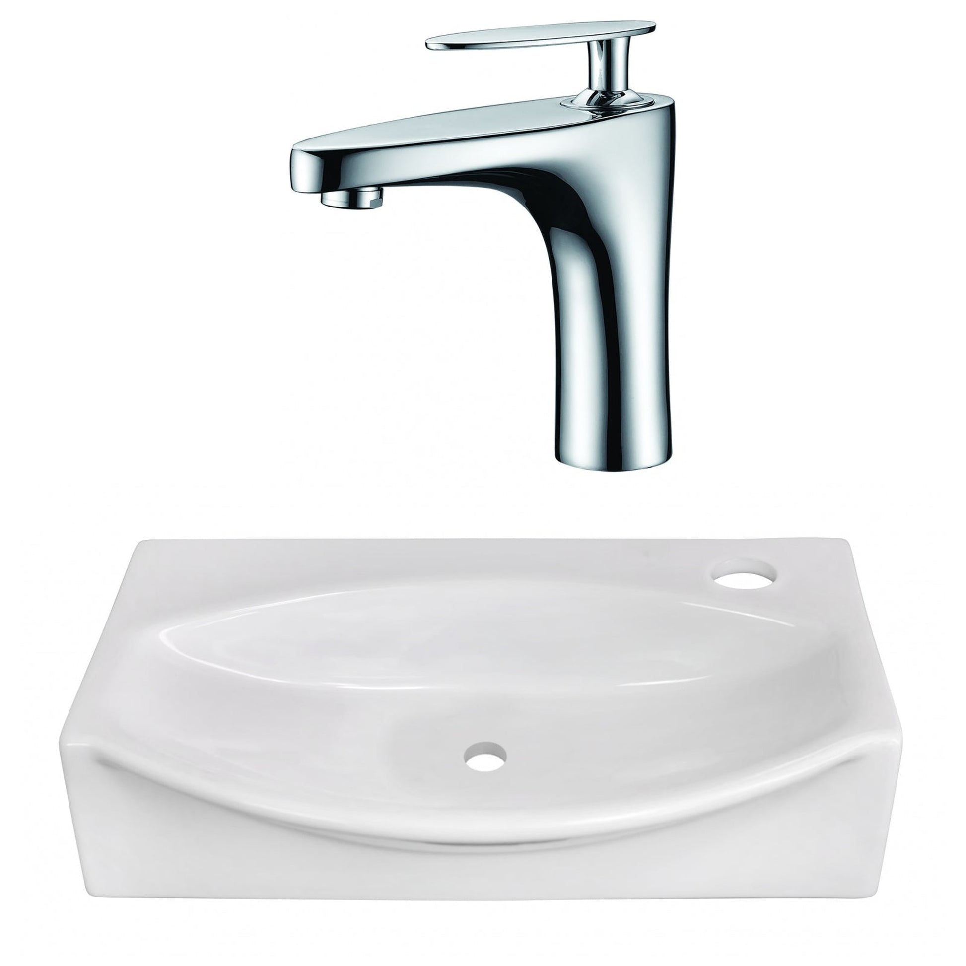 American Imaginations AI-22460 17" White Unique Ceramic Above Counter Bathroom Vessel Sink Set